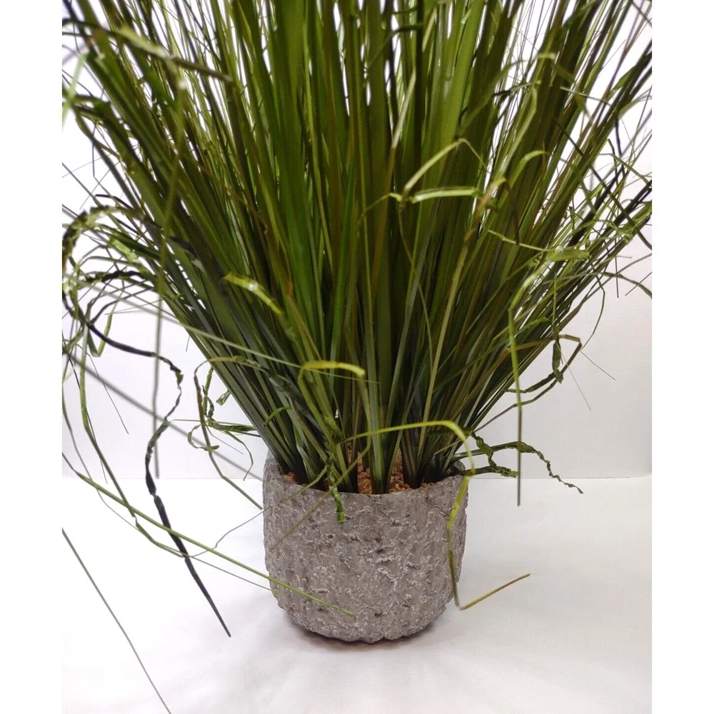 Faux Grass Center Piece Arrangement Rock Filled Cast Textured Vase 24” Tall